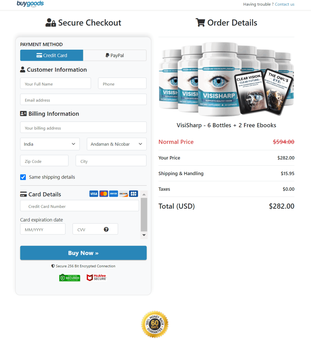 VisiSharp Secure Order Form